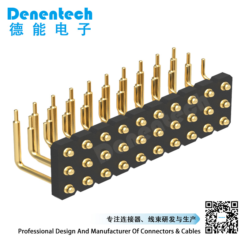 Denentech direct supply 3.0MM H1.27MM triple row male right angle DIP pogo pin